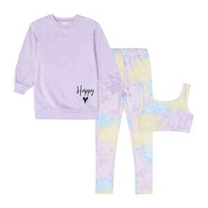 Jellifish Knit 3 Piece Sleep Set  Toddler Lilac Tie Dye  Size 4 NWT
